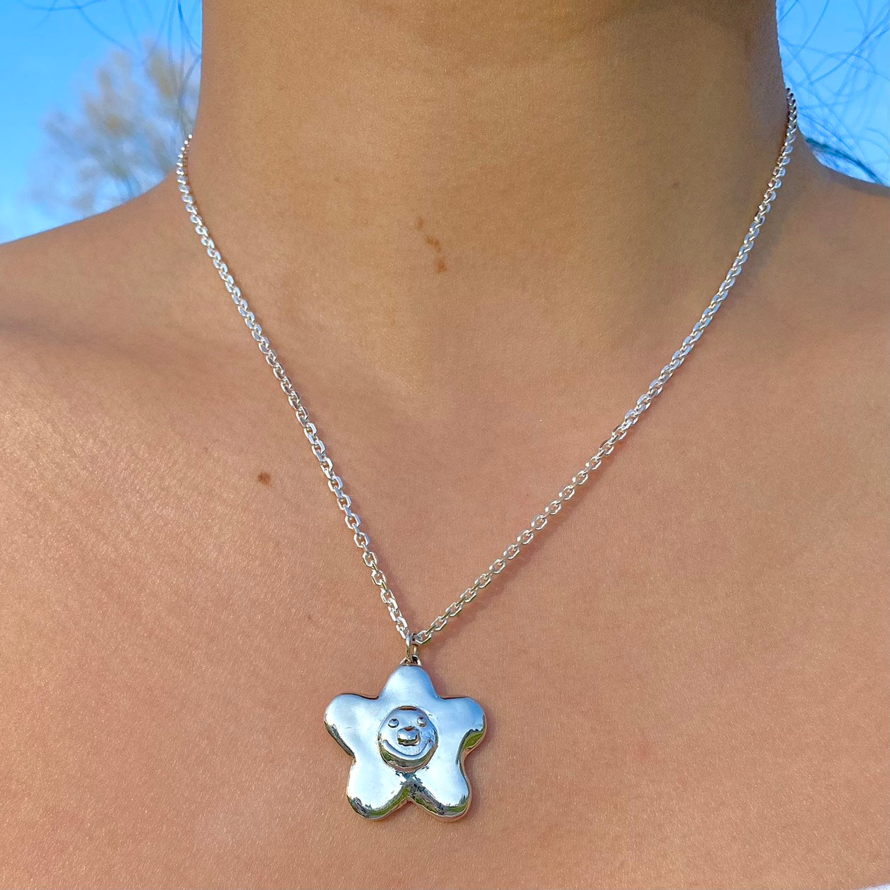 Smile star flower necklace