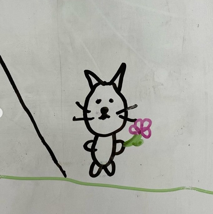 Cat with flower necklace